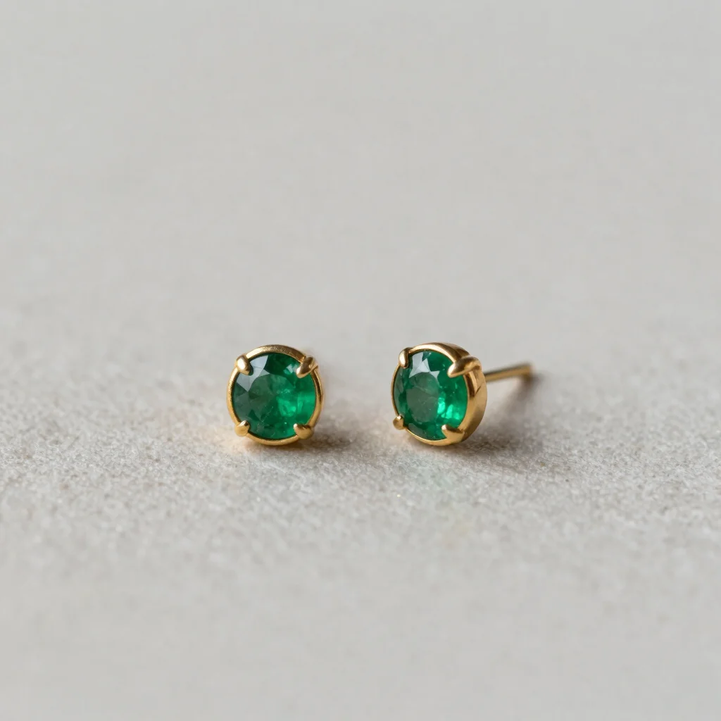 Emerald Bezel Studs
